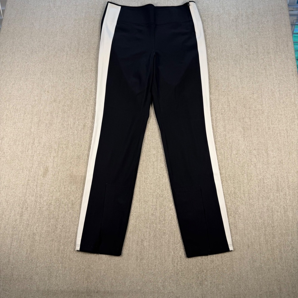 Athleta Interstellar Tight Women 8 Black White Side Stripe High Rise Leggings